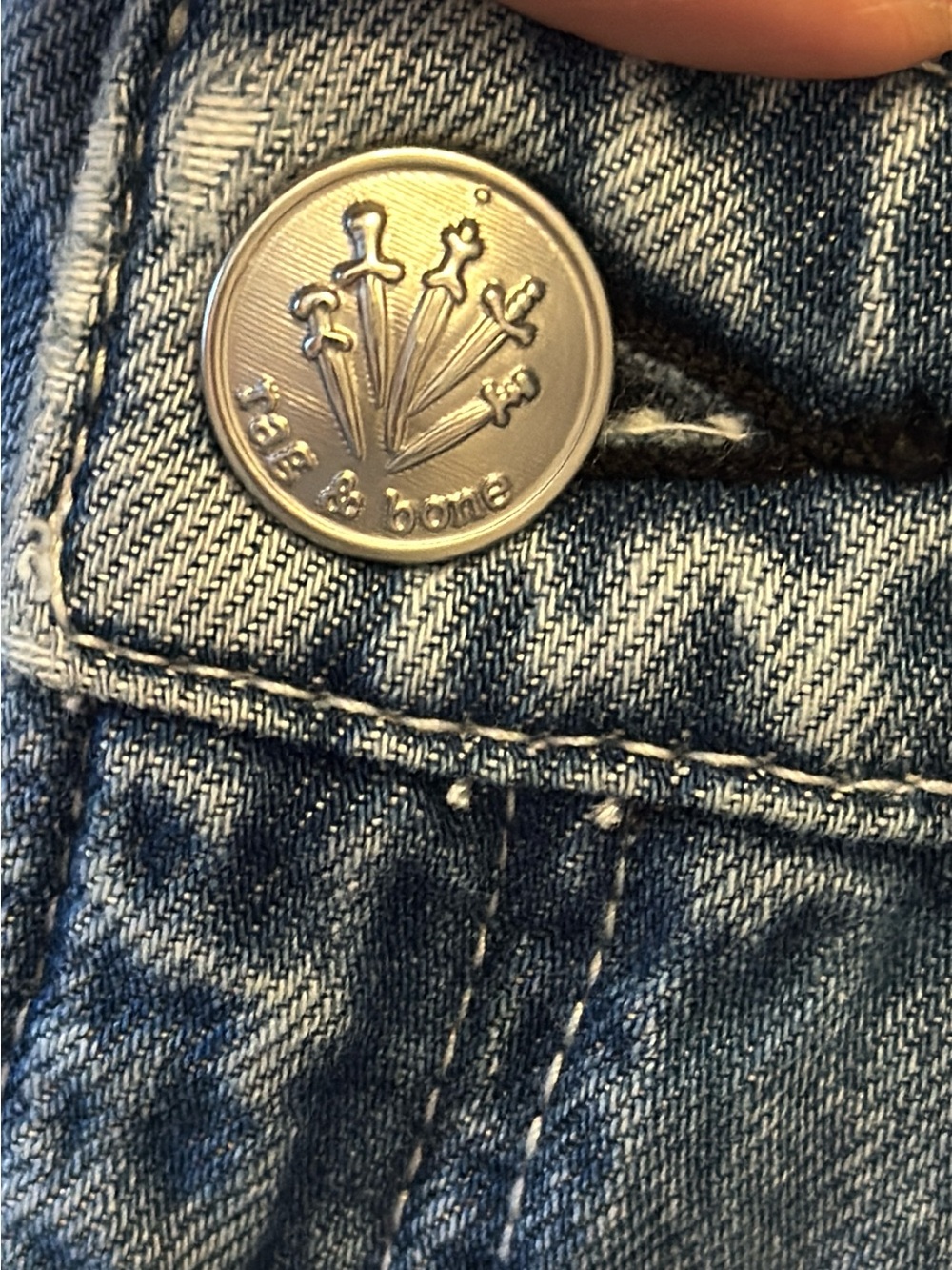 rag & bone light blue denim jeans with leather logo patch - Picture 11 of 14